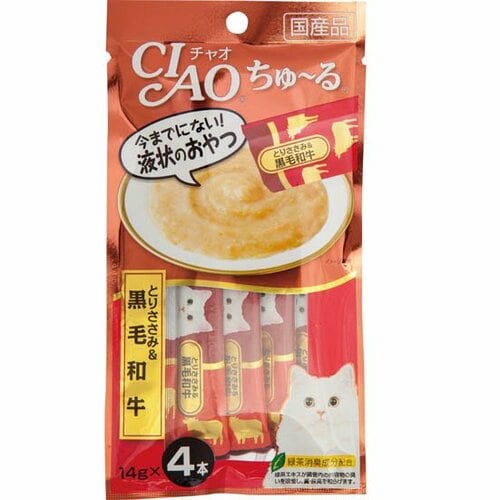 いなばペットフード:CIAO:ちゅ~る:とりささみ&黒毛和牛:キャットフード:ペットフード:ネコ