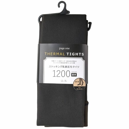 フェイクタイツおすすめ ユザワヤ ストッキング風裏起毛タイツ 厚手 1200デニール LL-3Lサイズ/ブラック イメージ