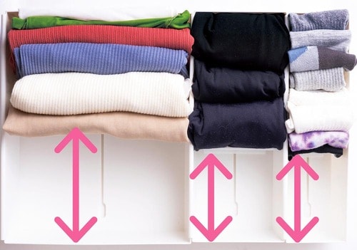 ポイント3：ケース内は仕切りを使えば崩れない 衣装ケースおすすめ イメージ