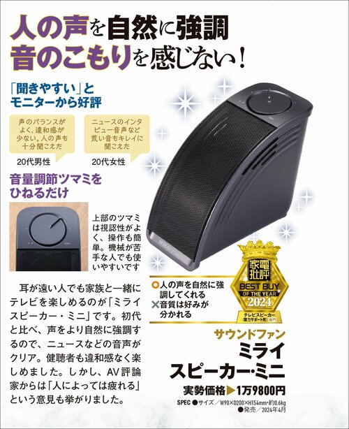 【家電批評2024ベストバイ】の記事一覧はこちら サウンドファン「ミライスピーカー・ミニ」おすすめ イメージ2