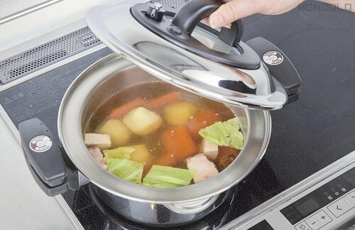 テストで実証：普通の鍋より約1.5倍早く料理が作れてお得! 万年「Velona調圧鍋 20cm」おすすめ イメージ