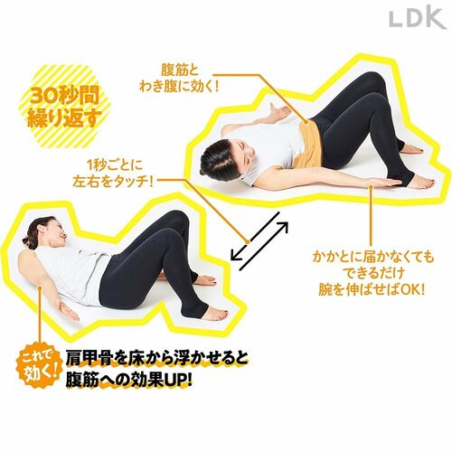 肩甲骨を床から浮かせると腹筋への効果UP! ズボラストレッチおすすめ イメージ