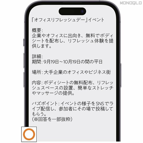テスト2:キャンペーンのアイデアだし ビジネス用生成AIおすすめ イメージ
