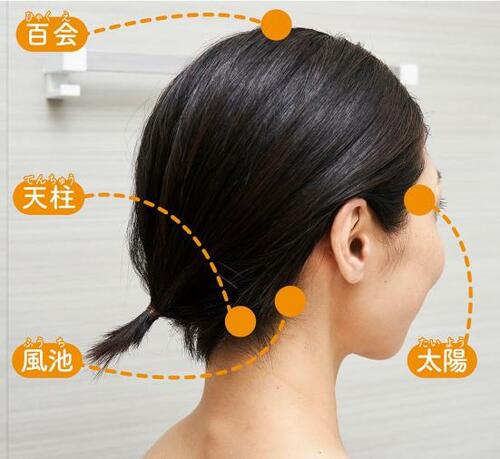 4つのツボを直接押して頭のコリを和らげる