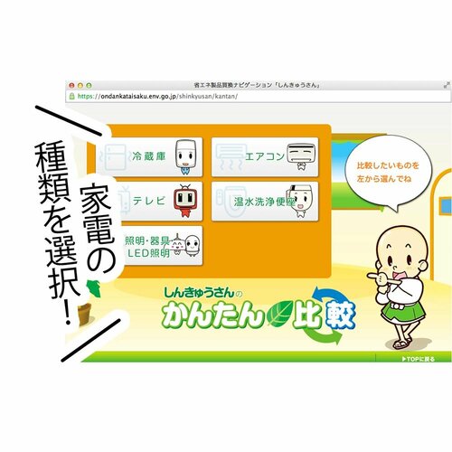STEP1:比較したい家電を選ぶ イメージ
