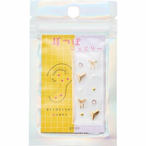 ツボ押しグッズおすすめ MUK ハート＆リボン 耳つぼジュエリー ゴールド イメージ1