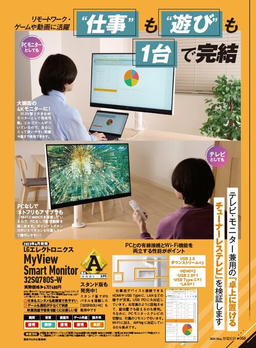 仕事も遊びも1台で完結するテレビ兼モニター! チューナーレステレビおすすめ イメージ