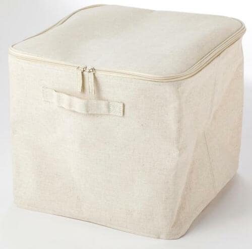 無印良品:ポリエステル綿麻混・ソフトボックス・フタ式・L:収納