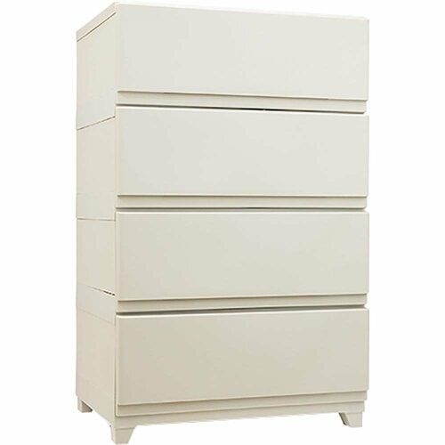 山善「中が透けない壁付きチェスト ワイド 4段 YKCW-4」 プラスチックチェストおすすめ イメージ