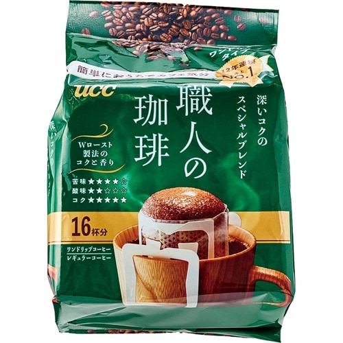ドリップコーヒーおすすめ UCC上島珈琲 職人の珈琲 ワンドリップコーヒー 深いコクのスペシャルブレンド 16杯分 イメージ
