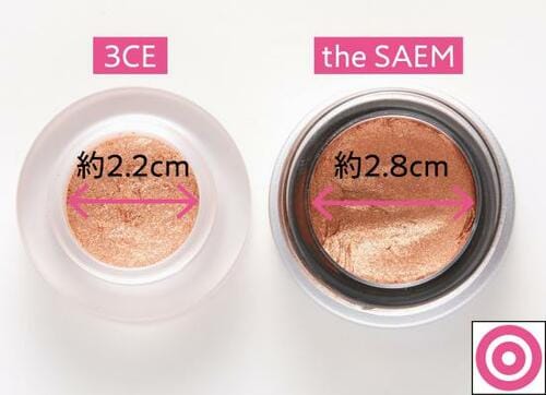 the SAEM アイペイント カラー口の大きさ比較