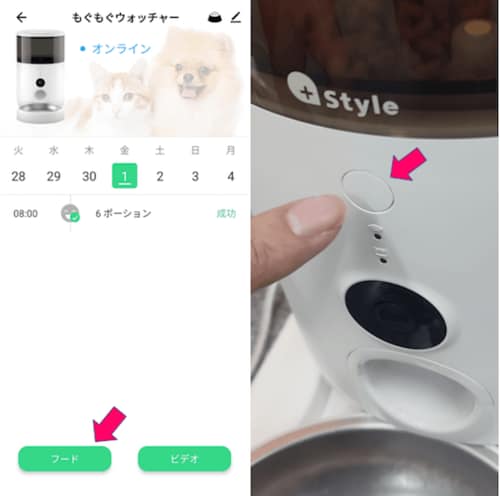 餌やりはアプリからでも、本体からも行える 自動給餌器おすすめ イメージ