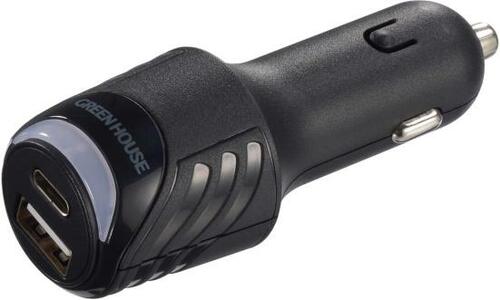 グリーンハウス:USBシガーソケット充電アダプタ:GH-CCUC2A-BK