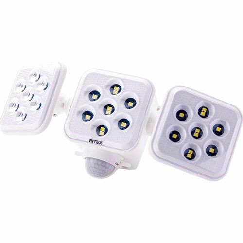 センサーライトおすすめ ムサシ 5W×3灯フリーアーム式LEDソーラーセンサーライトS-330L イメージ1