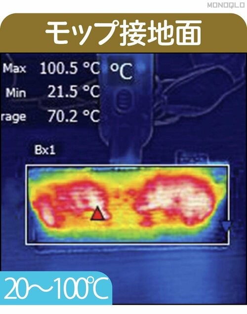 【モップ接地面】モップ側は100℃前後の場所も スチームクリーナーおすすめ イメージ