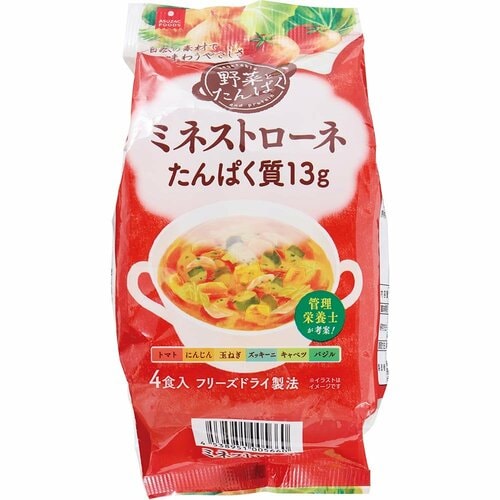 プロテインスープおすすめ アスザックフーズ 野菜とたんぱく ミネストローネ イメージ