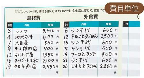 スタンダードタイプ:日々の収支をまとめるだけ