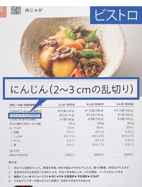 オートクッカー ビストロ:レシピにカロリー表記なし 自動調理鍋おすすめ イメージ