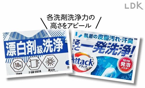 「洗浄力UP」をうたう洗剤 洗濯洗剤おすすめ イメージ