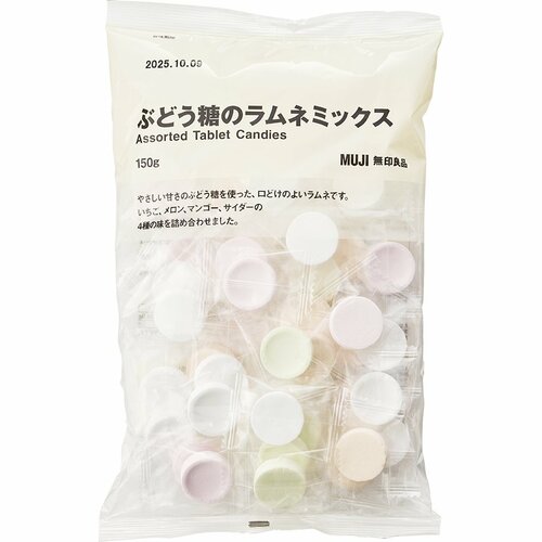 ラムネ菓子おすすめ 無印良品 大袋 ぶどう糖のラムネミックス イメージ