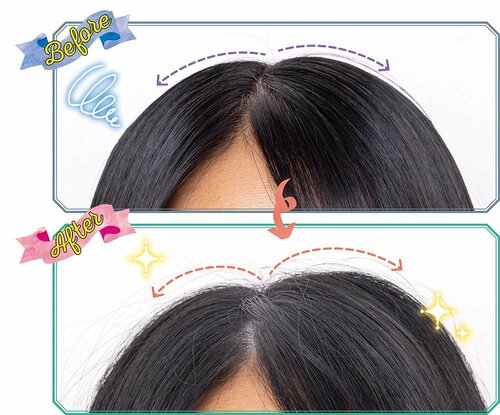 ヘア用パウダーをたたいて脱ペタ髪