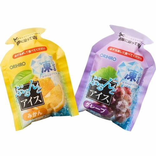 凍らせて食べるゼリー/シャーベットおすすめ オリヒロ ぷるんとアイス みかん+グレープ イメージ2
