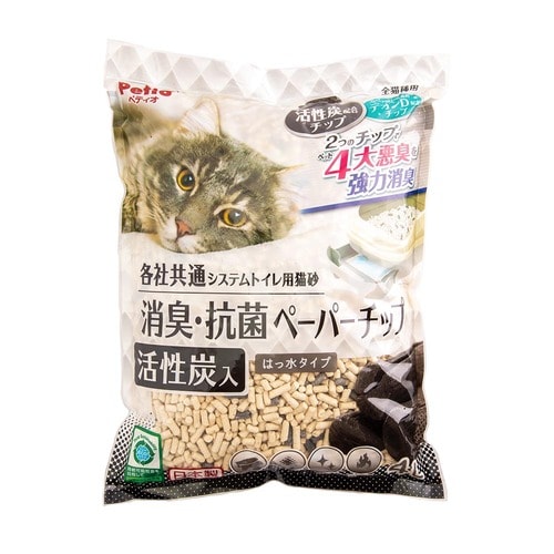 猫砂おすすめ ペティオ 消臭・抗菌ペーパーチップ 活性炭入 イメージ