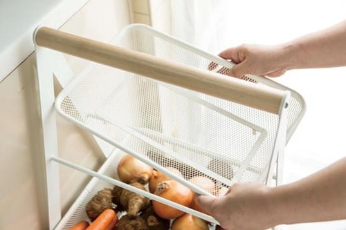 ⑦RISATORPワゴン外して洗えるカゴはメッシュ素材なので食材に最適! イメージ