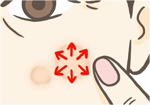 2:周囲との境界線を指のはらでぼかす メンズコンシーラーおすすめ イメージ