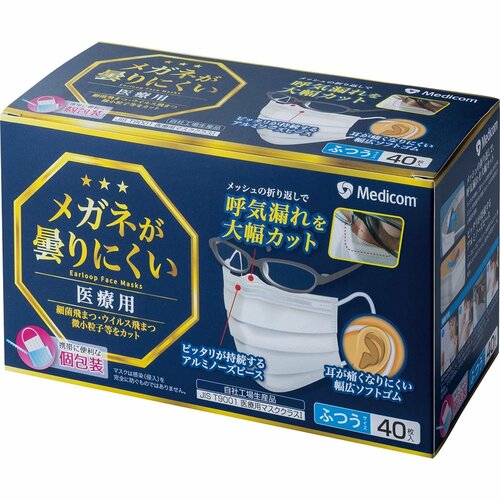 メガネが曇りにくいマスクおすすめ メディコムジャパン メガネが曇りにくいマスク ふつう イメージ