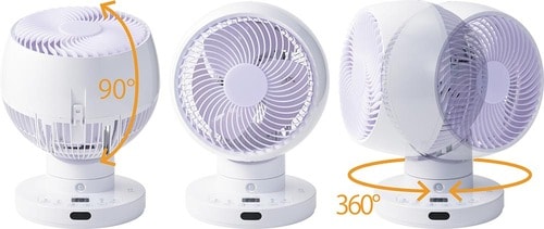 上下90°最大360°の首振り機能を搭載! サーキュレーターおすすめ イメージ