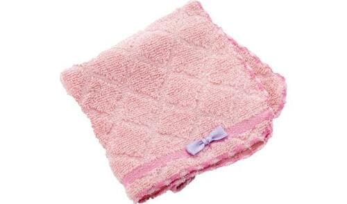 ダイソー:ジャガードハンカチ リボン付き:タオル