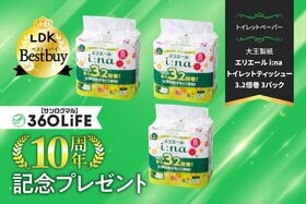 【10周年プレゼント】なが〜く使える！「エリエール i:na トイレットティシュー 3.2倍巻 ダブル」半年分相当がもらえる！【LDK④】
