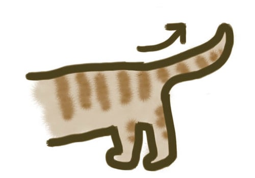 ⑥水平より少し上向きは「警戒」 イメージ