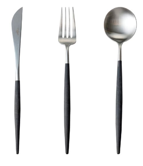 クチポール GOA:ブラック ディナー3点セット:ナイフ・フォーク・スプーン