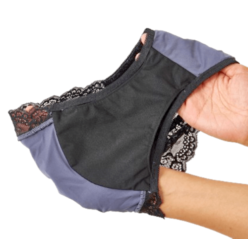 サニタリーショーツおすすめ エメフィール ブラックレース サニタリーショーツ チャコールグレー M イメージ2