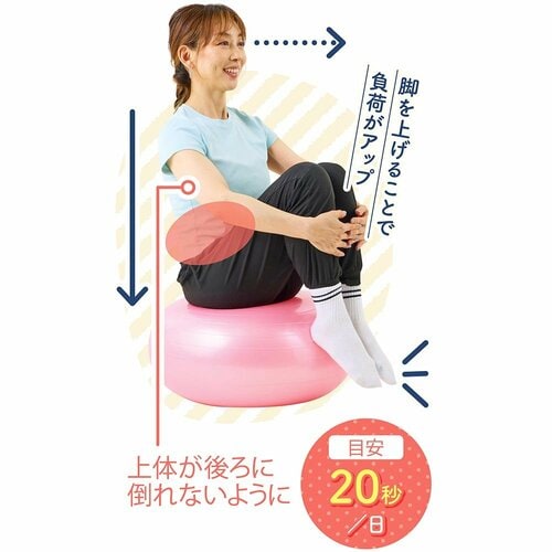 レベル2:両ひざを抱えて座る バランスボールおすすめ イメージ