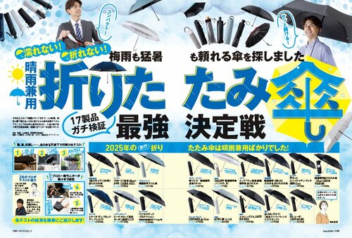 雑誌『MONOQLO』がメンズ向けの晴雨兼用折りたたみ傘を比較 折りたたみ傘おすすめ イメージ
