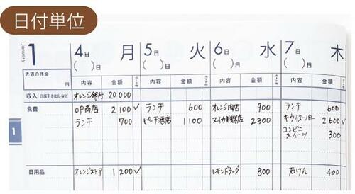 スタンダードタイプ:日々の収支をまとめるだけ